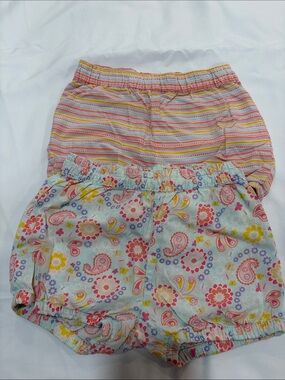 H&M Girls' Pink Multicolor Floral & Stripe Shorts Set